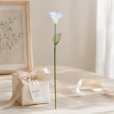 Handmade White Morning Glory Glass Flower, Single Stem Glass Floral Gift for Home Decor (4)