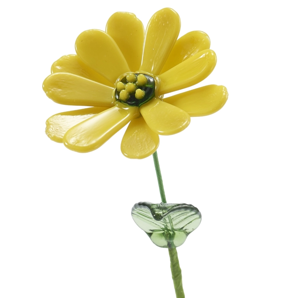 Handmade Yellow Calendula Glass Flower – Single Stem Pot Marigold Forever Flower Gift Handmade Yellow Calendula Glass Flower – Single Stem Pot Marigold Forever Flower Gift