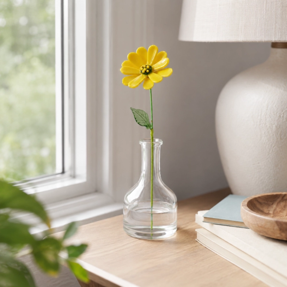 Handmade Yellow Calendula Glass Flower – Single Stem Pot Marigold Forever Flower Gift (6) Handmade Yellow Calendula Glass Flower – Single Stem Pot Marigold Forever Flower Gift (6)