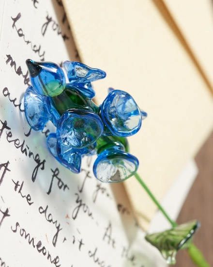 Handmade Glass Delphinium – July Birth Flower “Summer Love Song” Sculpture, Free Spirit Keepsake Gift