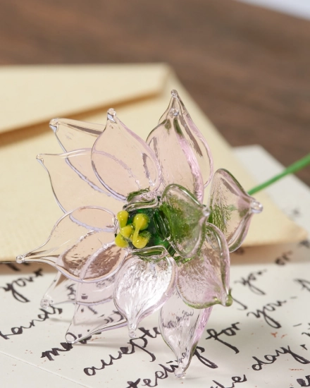 Handmade Glass Water Lily – July Birth Flower Gift, Symbol of Serenity and First Love Handmade Glass Water Lily – July Birth Flower Gift, Symbol of Serenity and First Love