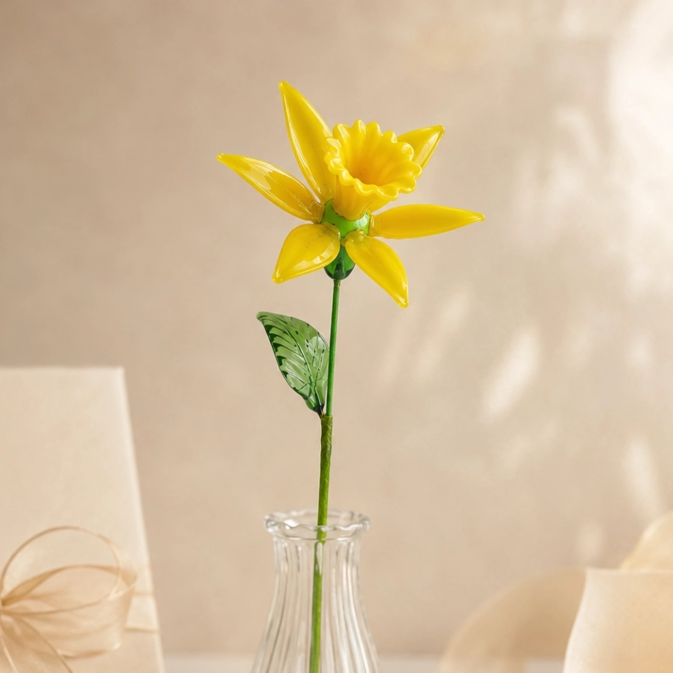 Handmade Glass Yellow Daffodil Flower – Single Stem Floral Gift for Home Decor (4) Handmade Glass Yellow Daffodil Flower – Single Stem Floral Gift for Home Decor (4)