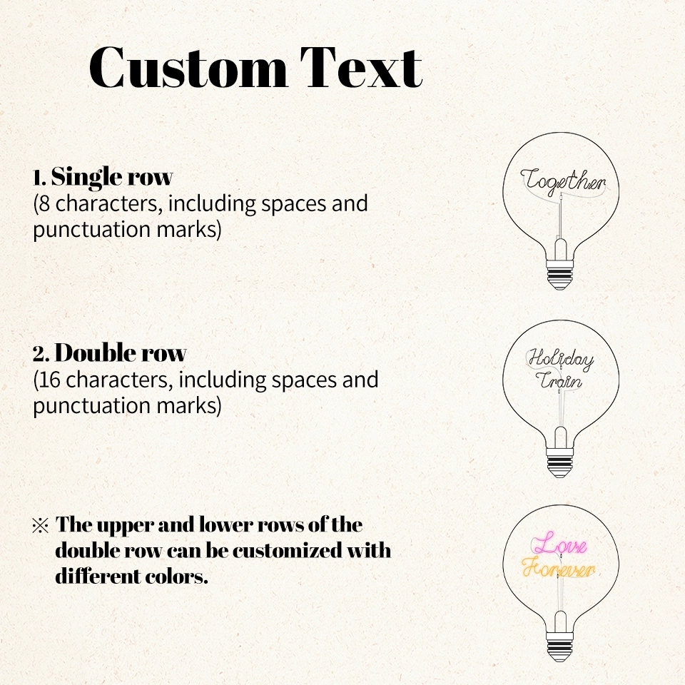 Happy Day Letter Decorative Table Lamp Bulb G125 Globe LED Light E27 Base Filament Lamp (4) Happy Day Letter Decorative Table Lamp Bulb G125 Globe LED Light E27 Base Filament Lamp (4)