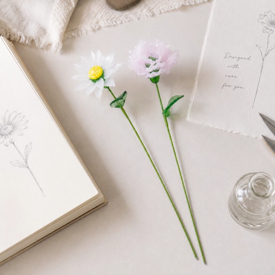 January Birth Flower Handmade Glass Flower Set – Carnation & Snowdrop Gift, 2 Stems (3) January Birth Flower Handmade Glass Flower Set – Carnation & Snowdrop Gift, 2 Stems (3)