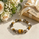 Janus Anchor January Birth Month Bracelet - Tiger's Eye, Smoky Quartz & Freshwater Pearl Gift for Women (4)