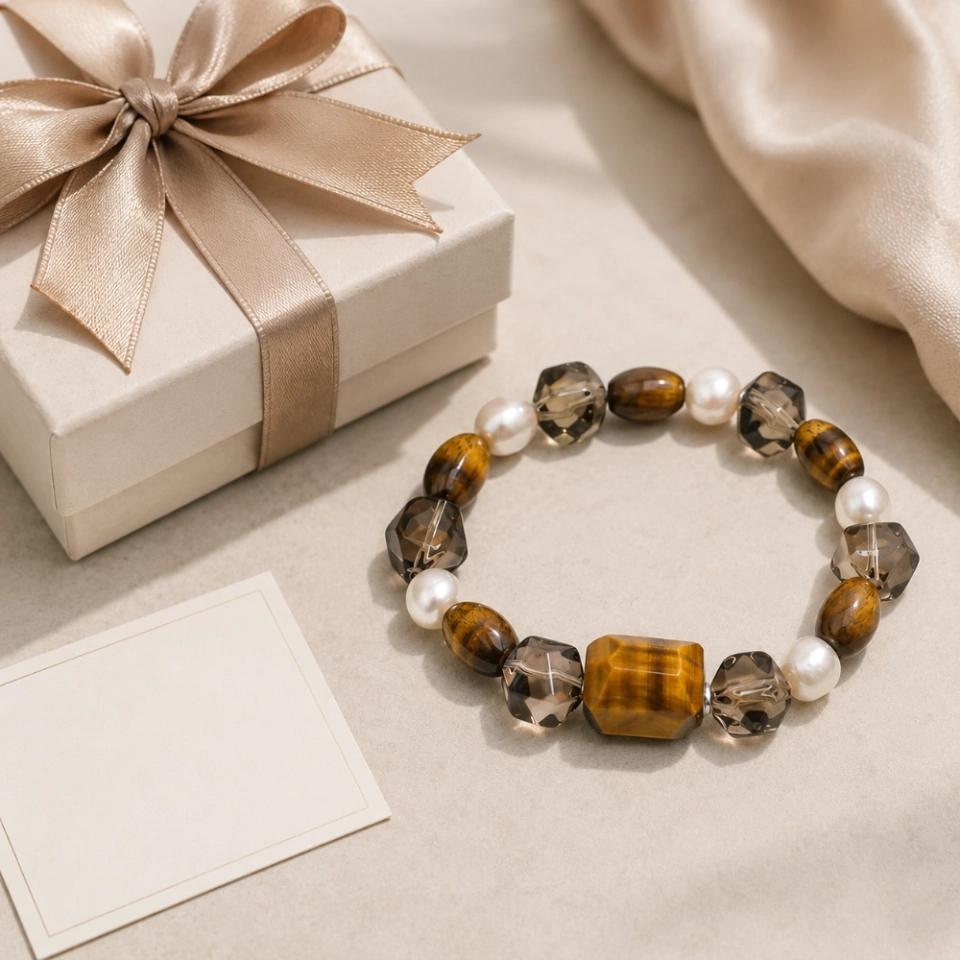 Janus Anchor January Birth Month Bracelet - Tiger's Eye, Smoky Quartz & Freshwater Pearl Gift for Women (6) Janus Anchor January Birth Month Bracelet - Tiger's Eye, Smoky Quartz & Freshwater Pearl Gift for Women (6)