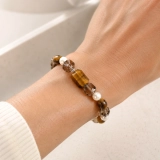 Janus Anchor January Birth Month Bracelet - Tiger's Eye, Smoky Quartz & Freshwater Pearl Gift for Women (7)