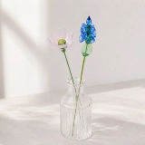 Handmade July Birth Flower Glass Set – Water Lily & Larkspur, 2 Stems (8) Handmade July Birth Flower Glass Set – Water Lily & Larkspur, 2 Stems (8)
