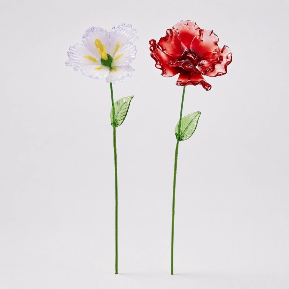 August Birth Flower Handmade Glass Gladiolus & Poppy Set – 2-Stem Birthday Gift (3) August Birth Flower Handmade Glass Gladiolus & Poppy Set – 2-Stem Birthday Gift (3)