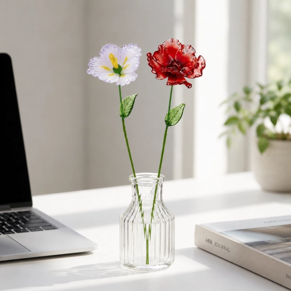 August Birth Flower Handmade Glass Gladiolus & Poppy Set – 2-Stem Birthday Gift (4) August Birth Flower Handmade Glass Gladiolus & Poppy Set – 2-Stem Birthday Gift (4)