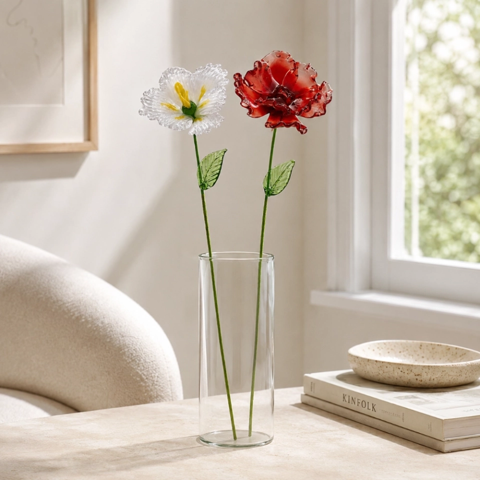 August Birth Flower Handmade Glass Gladiolus & Poppy Set – 2-Stem Birthday Gift (7) August Birth Flower Handmade Glass Gladiolus & Poppy Set – 2-Stem Birthday Gift (7)