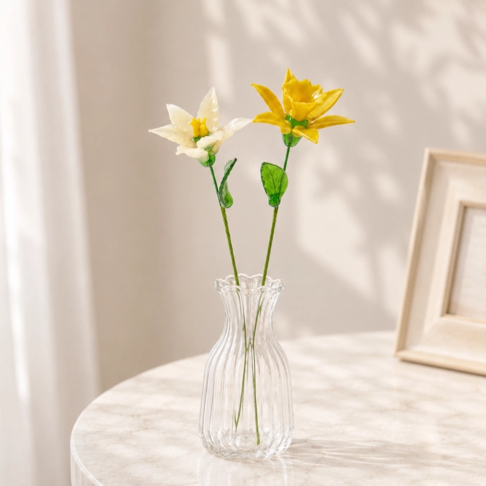March Birth Flower Glass Gift Set – Handmade Narcissus & Yellow Jonquil Daffodil Flowers (3) March Birth Flower Glass Gift Set – Handmade Narcissus & Yellow Jonquil Daffodil Flowers (3)