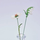 Handmade glass May birth flower set with camellia and white lily of the valley stems