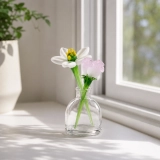 Mini Daisy & Sweet Pea Glass Vase Arrangement for April Birthdays – 3-Piece Set (5)