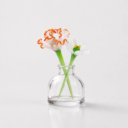 Mini January Birth Flower Vase Set – Handmade Glass Carnation & Snowdrop