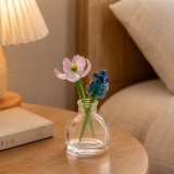 Mini July Water Lily & Larkspur Vase Arrangement – Handmade 3-Piece Set (5) Mini July Water Lily & Larkspur Vase Arrangement – Handmade 3-Piece Set (5)
