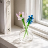 Mini July Water Lily & Larkspur Vase Arrangement – Handmade 3-Piece Set (6)
