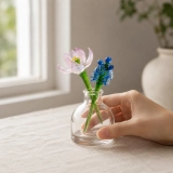 Mini July Water Lily & Larkspur Vase Arrangement – Handmade 3-Piece Set (8) Mini July Water Lily & Larkspur Vase Arrangement – Handmade 3-Piece Set (8)