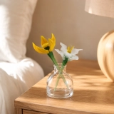 Mini March Flower Vase – Handmade Glass Yellow Jonquil & White Narcissus, 3-Piece Set (4) Mini March Flower Vase – Handmade Glass Yellow Jonquil & White Narcissus, 3-Piece Set (4)