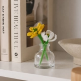 Mini October Marigold & White Cosmos Vase Arrangement – Handmade 3-Piece Set (4) Mini October Marigold & White Cosmos Vase Arrangement – Handmade 3-Piece Set (4)