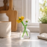 Mini October Marigold & White Cosmos Vase Arrangement – Handmade 3-Piece Set (5) Mini October Marigold & White Cosmos Vase Arrangement – Handmade 3-Piece Set (5)