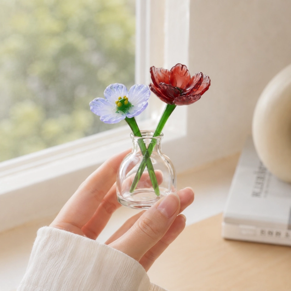 Mini Poppy & Gladiolus Glass Vase for August Birthdays – 3-Piece Keepsake (4) Mini Poppy & Gladiolus Glass Vase for August Birthdays – 3-Piece Keepsake (4)