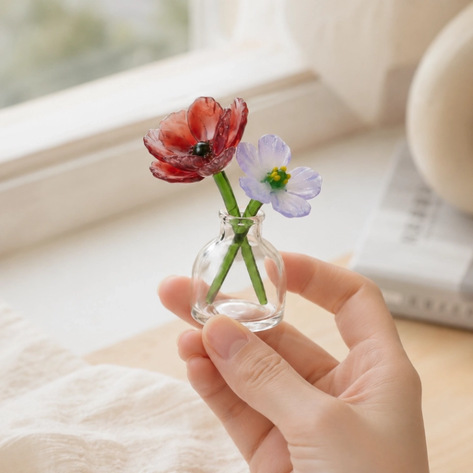 Mini Poppy & Gladiolus Glass Vase for August Birthdays – 3-Piece Keepsake (7) Mini Poppy & Gladiolus Glass Vase for August Birthdays – 3-Piece Keepsake (7)
