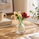 Mini Rose & Honeysuckle Glass Vase Arrangement for June Birthdays – 3-Piece Set (2)