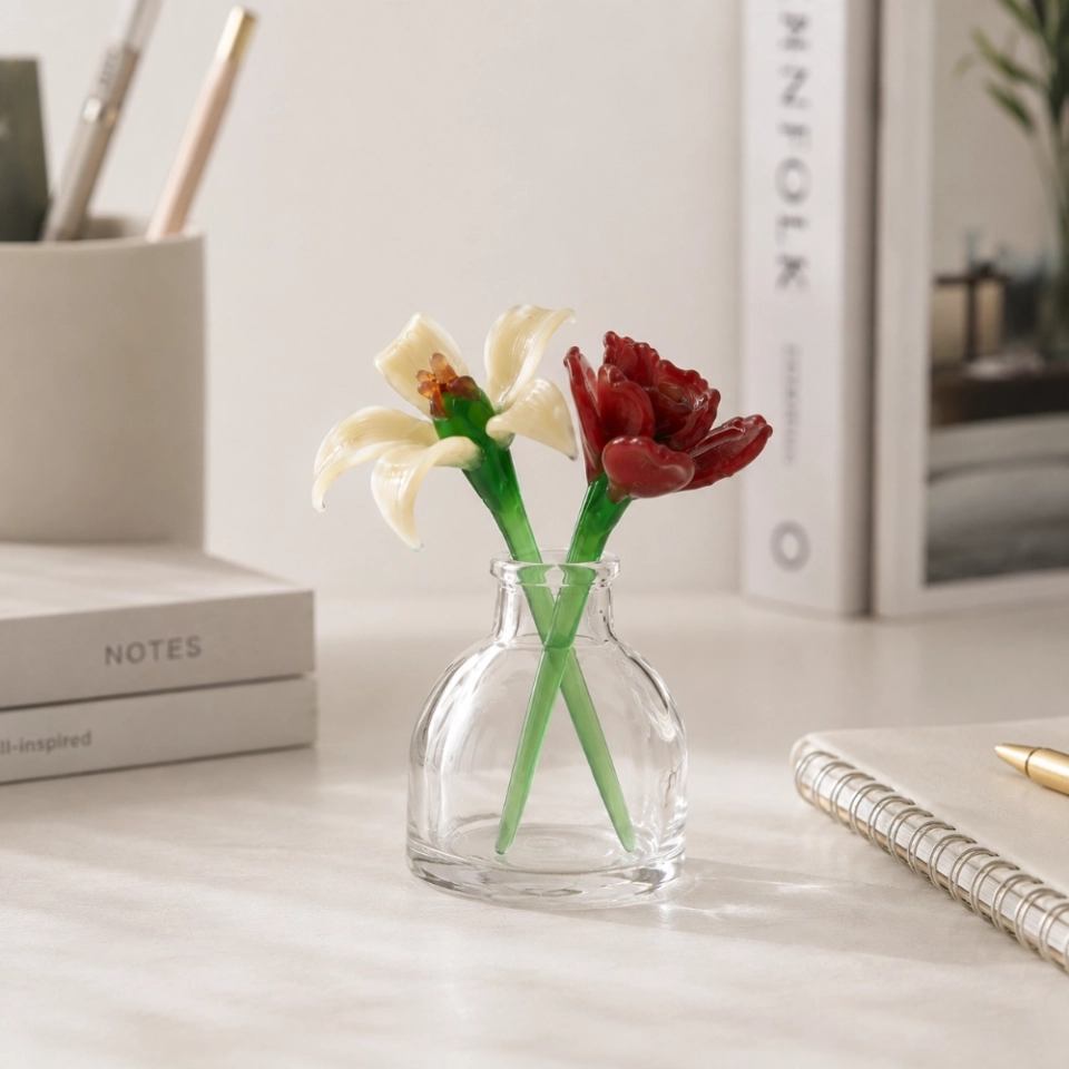 Mini Rose & Honeysuckle Glass Vase Arrangement for June Birthdays – 3-Piece Set (4) Mini Rose & Honeysuckle Glass Vase Arrangement for June Birthdays – 3-Piece Set (4)