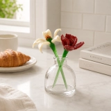 Mini Rose & Honeysuckle Glass Vase Arrangement for June Birthdays – 3-Piece Set (5)