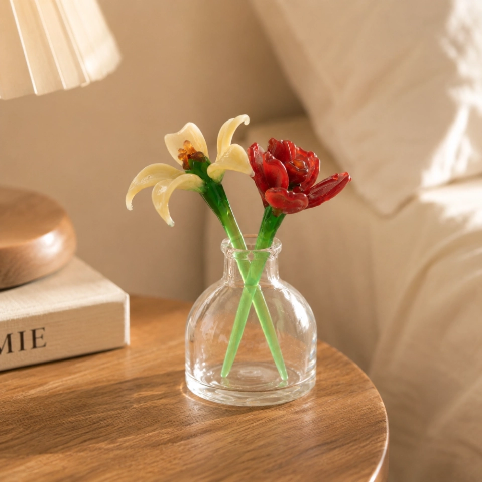 Mini Rose & Honeysuckle Glass Vase Arrangement for June Birthdays – 3-Piece Set (8) Mini Rose & Honeysuckle Glass Vase Arrangement for June Birthdays – 3-Piece Set (8)