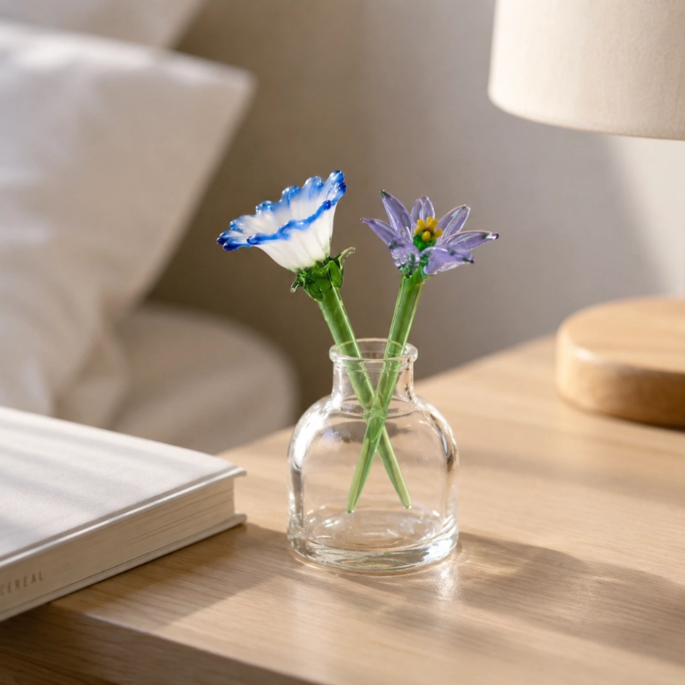 Mini Aster & Morning Glory Glass Vase – 3-Piece September Keepsake (6) Mini Aster & Morning Glory Glass Vase – 3-Piece September Keepsake (6)