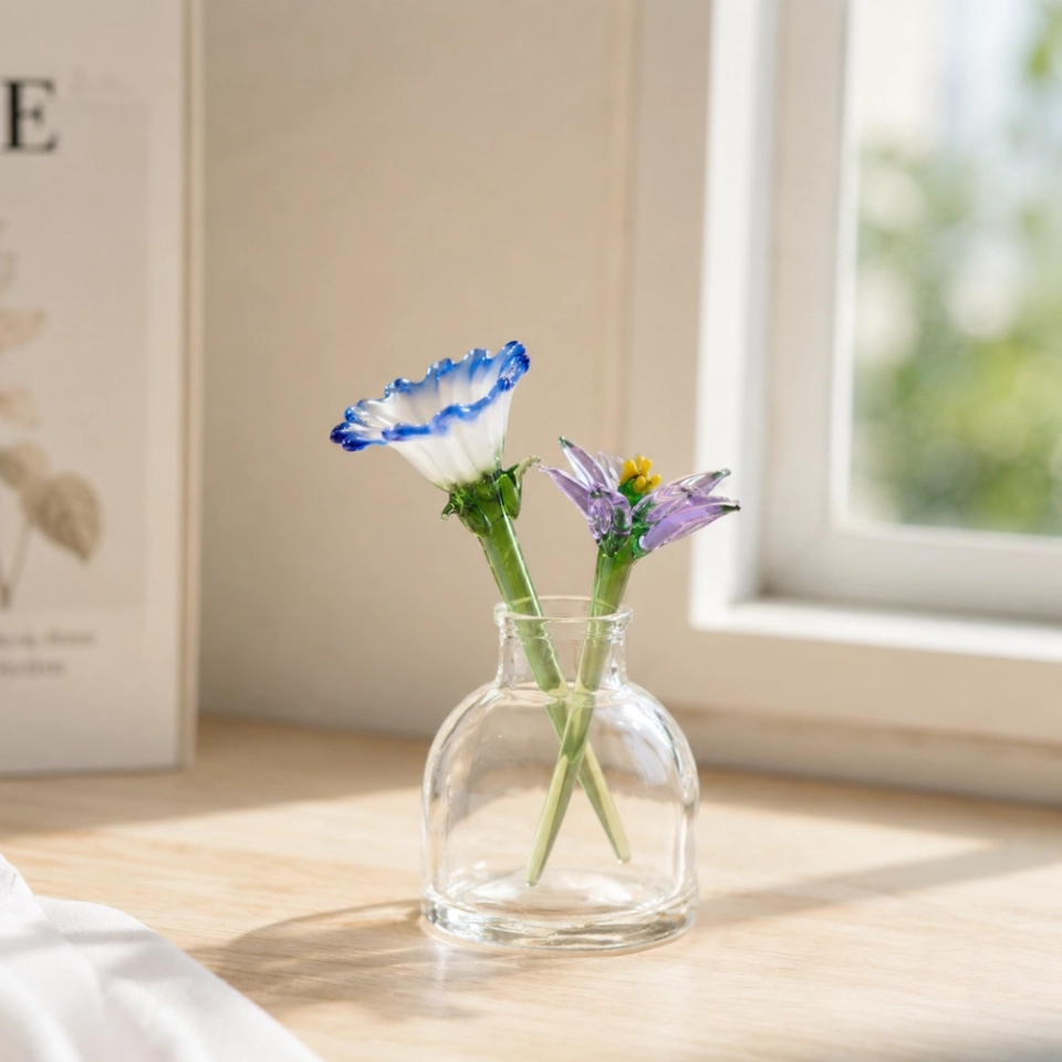 Mini Aster & Morning Glory Glass Vase – 3-Piece September Keepsake (8) Mini Aster & Morning Glory Glass Vase – 3-Piece September Keepsake (8)