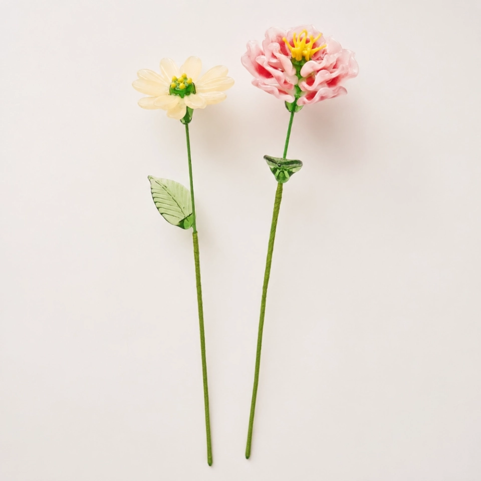 November Birth Flower Handmade Glass Chrysanthemum & Peony Set – 2-Stem Birthday Gift (2) November Birth Flower Handmade Glass Chrysanthemum & Peony Set – 2-Stem Birthday Gift (2)