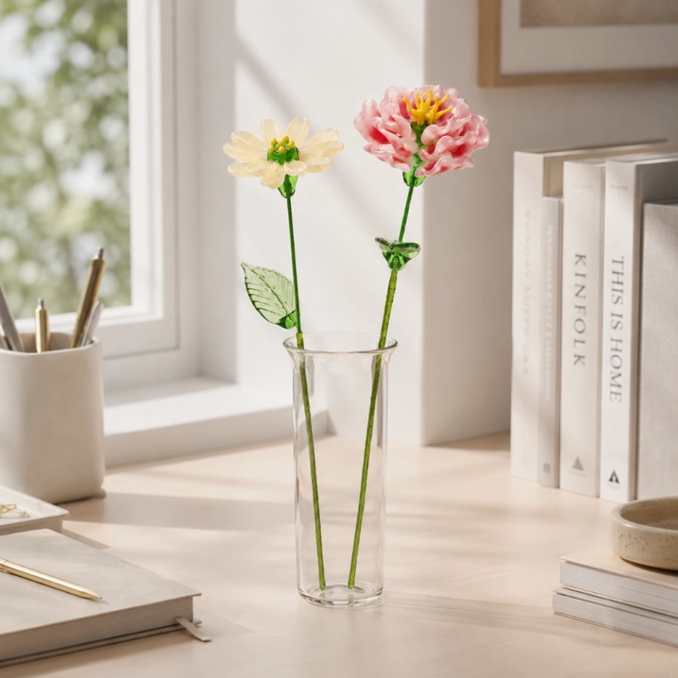 November Birth Flower Handmade Glass Chrysanthemum & Peony Set – 2-Stem Birthday Gift (7) November Birth Flower Handmade Glass Chrysanthemum & Peony Set – 2-Stem Birthday Gift (7)