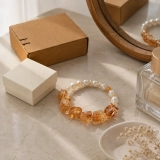 November Sunlit Grace Birthstone Bracelet – Brazilian Citrine, Freshwater Pearl & Citrine Chip Gift for Her