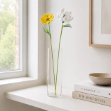 October Birth Flower Handmade Glass Marigold & White Cosmos Set – 2-Stem Birthday Gift (3)