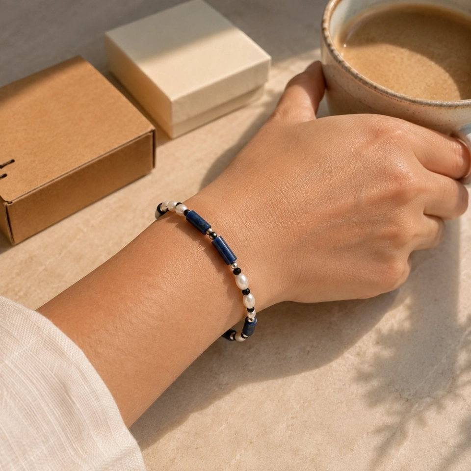October Midnight Tourmaline Birthstone Bracelet – Black Tourmaline, Lapis Lazuli, Pearl & S925 Silver (5) October Midnight Tourmaline Birthstone Bracelet – Black Tourmaline, Lapis Lazuli, Pearl & S925 Silver (5)