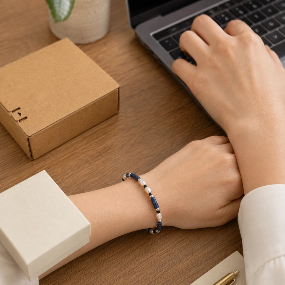 October Midnight Tourmaline Birthstone Bracelet – Black Tourmaline, Lapis Lazuli, Pearl & S925 Silver (7) October Midnight Tourmaline Birthstone Bracelet – Black Tourmaline, Lapis Lazuli, Pearl & S925 Silver (7)