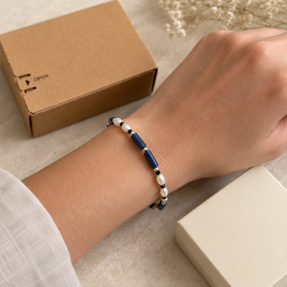 October Midnight Tourmaline Birthstone Bracelet – Black Tourmaline, Lapis Lazuli, Pearl & S925 Silver (8) October Midnight Tourmaline Birthstone Bracelet – Black Tourmaline, Lapis Lazuli, Pearl & S925 Silver (8)