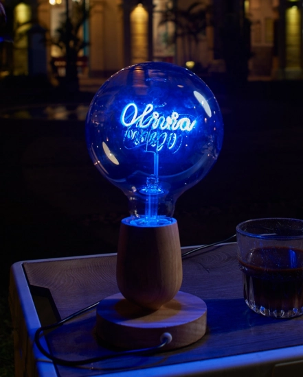 Customized Vintage Art Lamp Globe G125 Personalized Name Night Edison Bulb - Blue 5W E27 Dimmable