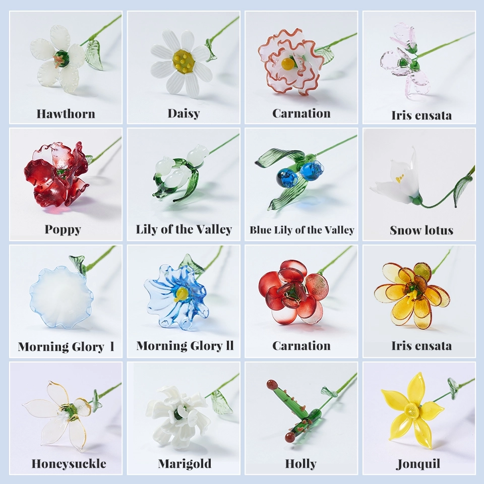 Personalized Handmade Glass Birth Flowers – Birthday Gift for Her, Mom, or Teacher, Perfect for Home Decoration (2)