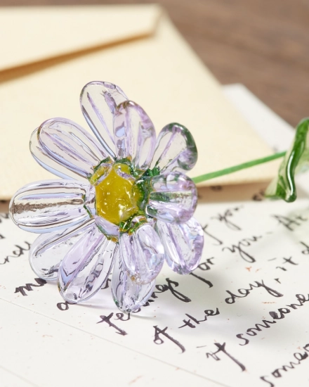 Personalized September Birth Flower – Glass Aster Keepsake, Symbol of Memory and Devotion, Handmade Floral Gift