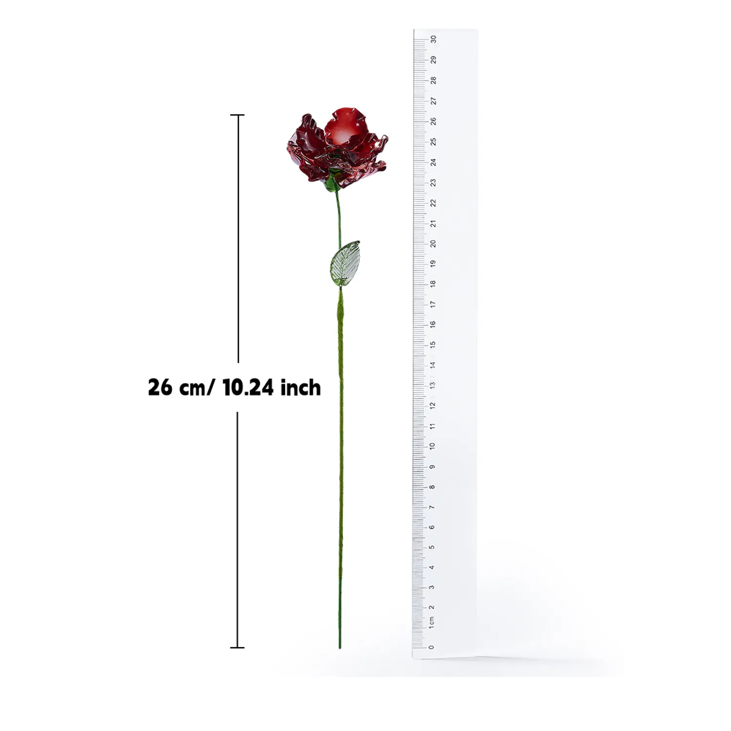 Handmade Glass Red Poppy Flower, Single Stem Everlasting Gift – 10.24 in Handmade Glass Red Poppy Flower, Single Stem Everlasting Gift – 10.24 in