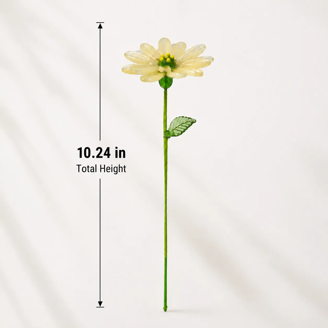 1024 inch handmade glass chrysanthemum flower with total height measurement