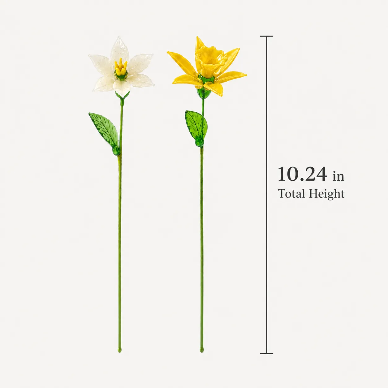 Full-length handmade glass narcissus and yellow jonquil daffodil flower set without vase Full-length handmade glass narcissus and yellow jonquil daffodil flower set without vase