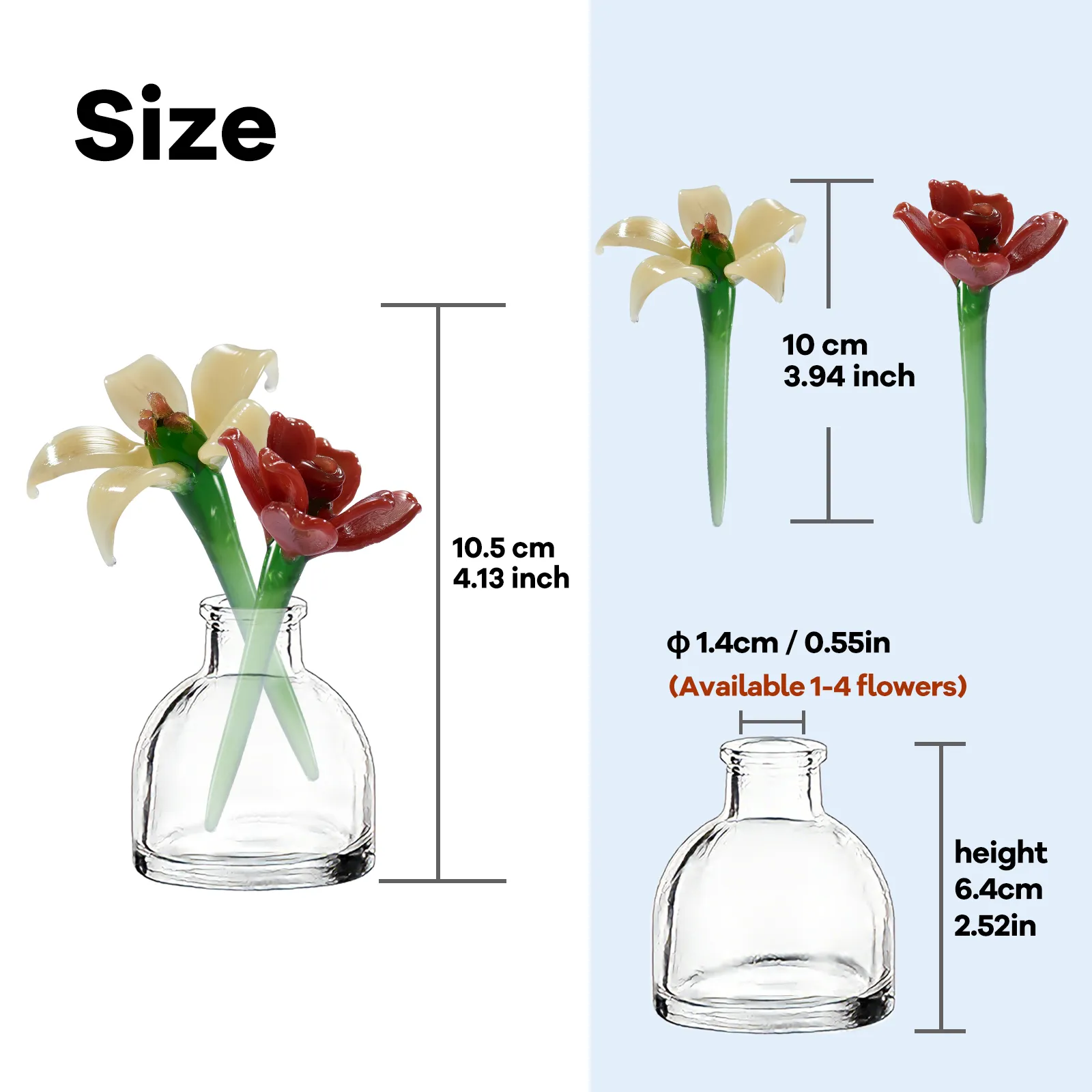 Mini Rose & Honeysuckle Glass Vase Arrangement for June Birthdays &ndash; 3-Piece Set