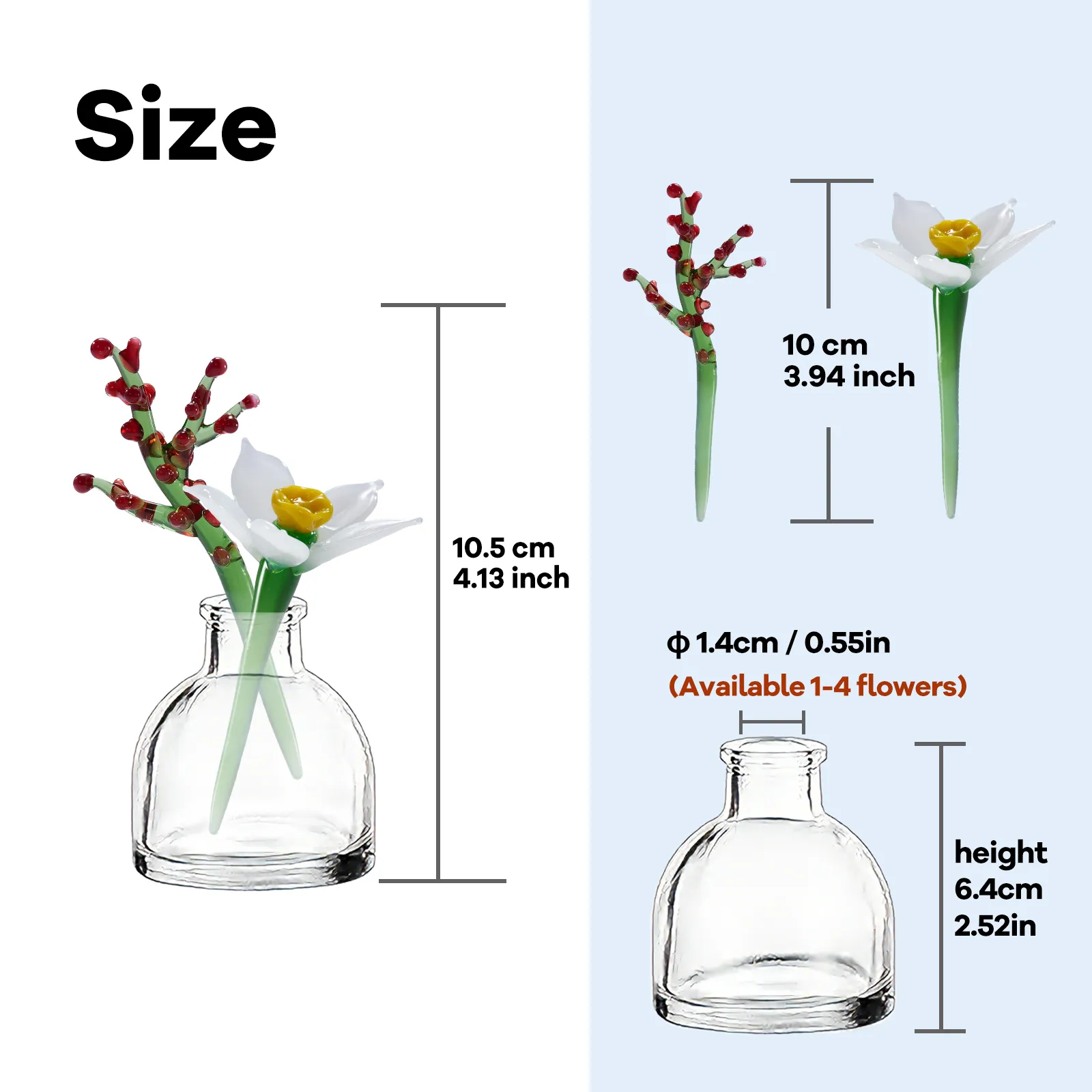 Mini December White Narcissus & Holly Glass Vase Set – Handmade 3-Piece Keepsake Mini December White Narcissus & Holly Glass Vase Set – Handmade 3-Piece Keepsake