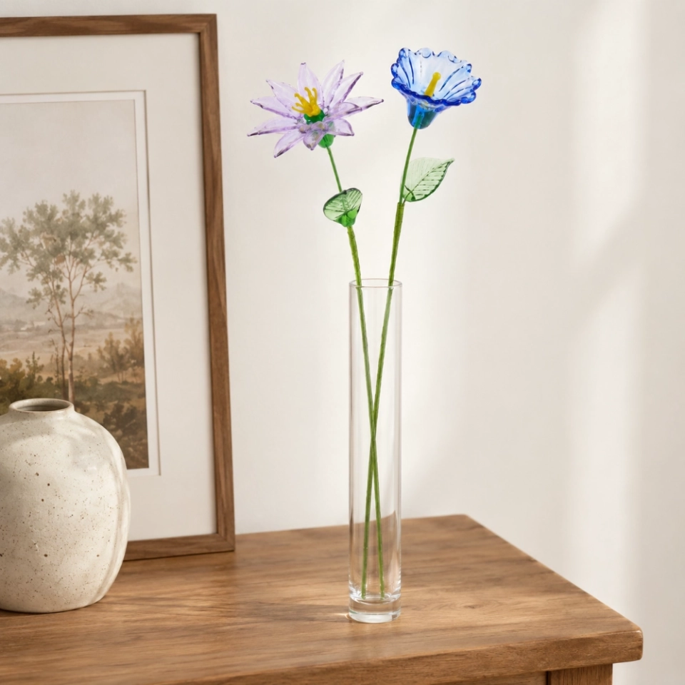 September Birth Flower Handmade Glass Aster & Morning Glory Set – 2-Stem Birthday Gift (3) September Birth Flower Handmade Glass Aster & Morning Glory Set – 2-Stem Birthday Gift (3)