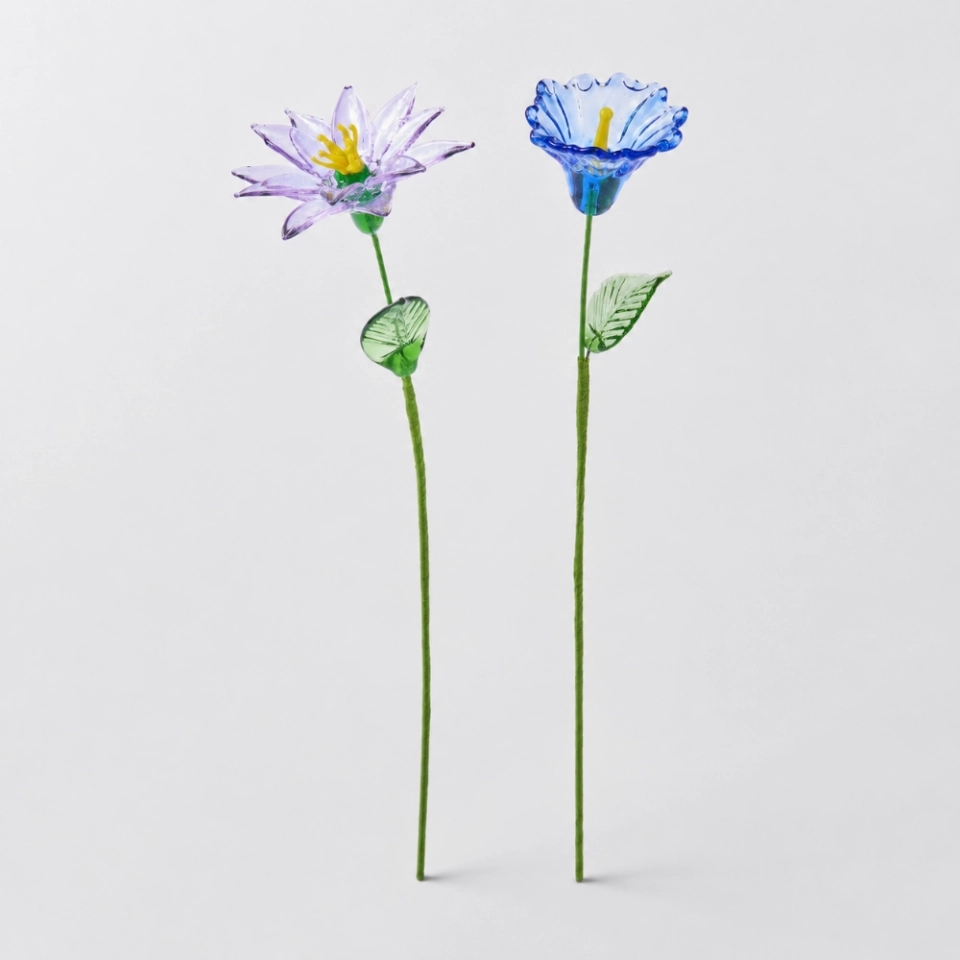 September Birth Flower Handmade Glass Aster & Morning Glory Set – 2-Stem Birthday Gift (4) September Birth Flower Handmade Glass Aster & Morning Glory Set – 2-Stem Birthday Gift (4)